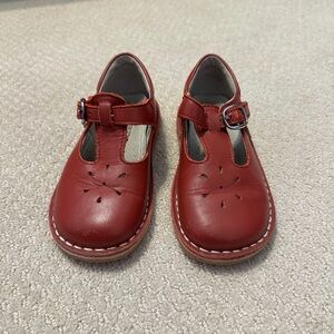 Red Leather Mary Jane Shoes with Buckle